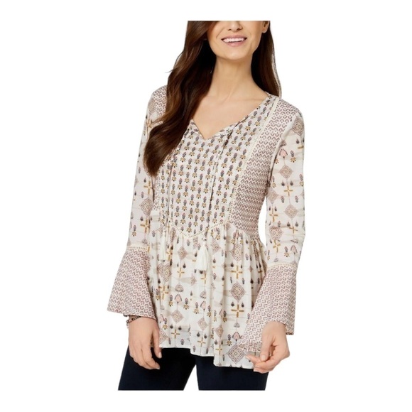 Style & Co Mixed Print Peasant Blouse - Picture 9 of 9